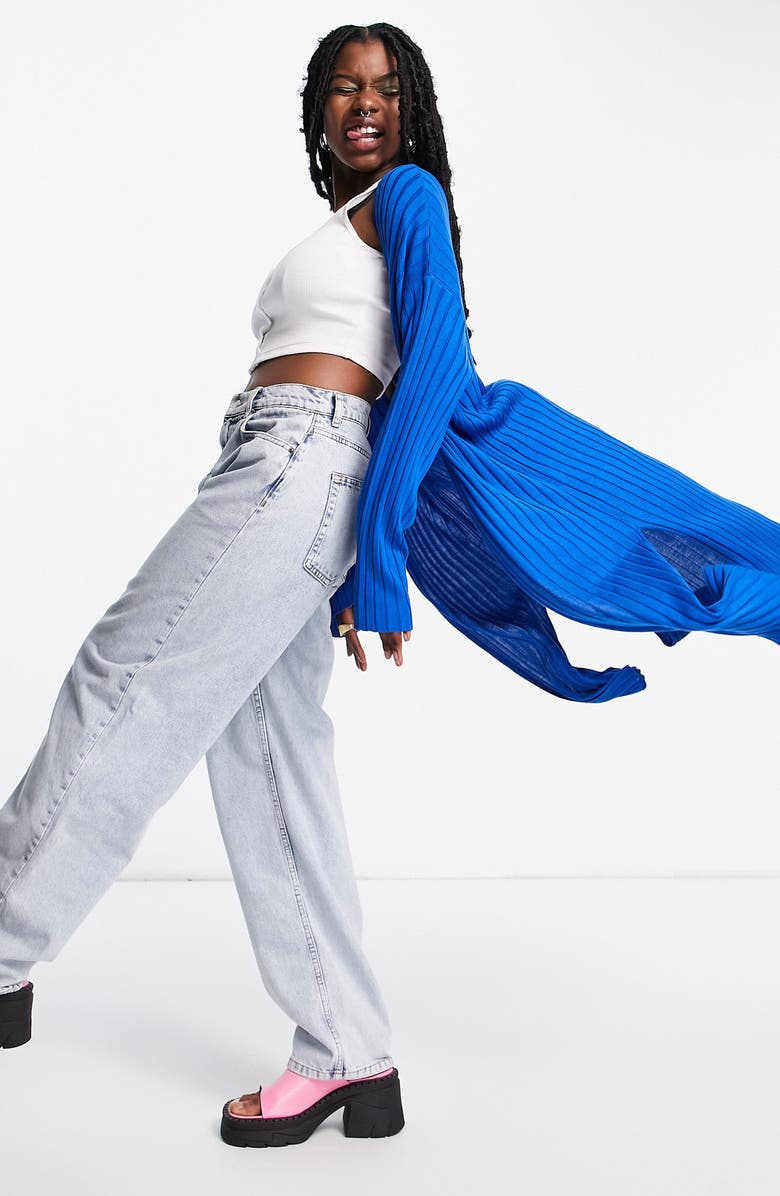 Topshop Longline Rib Cardigan, Alternate, color, 