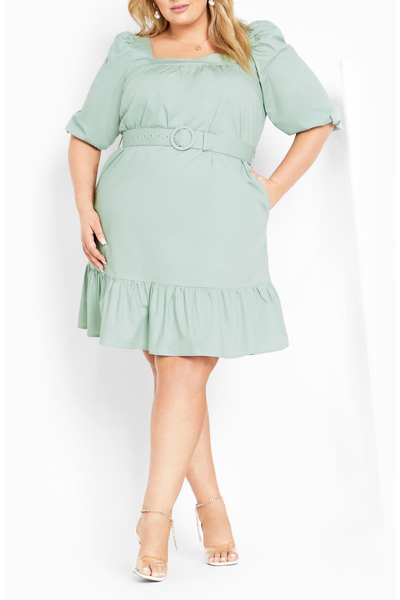 Tetia Belted Puff Sleeve Dress, Main, color, BLUE