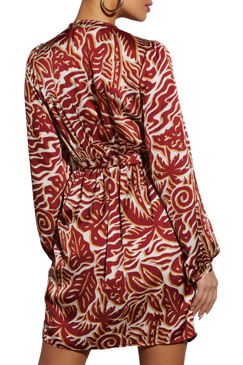 Erin Abstract Print Long Sleeve Minidress, Alternate, color, RUST