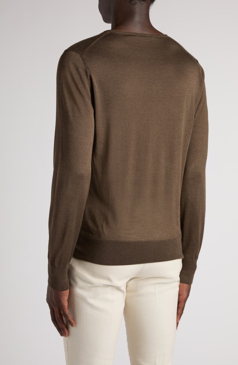 TOM FORD Silk & Cashmere V-Neck Sweater, Alternate, color, Taupe Brown