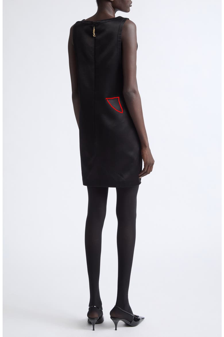 Cassandre Satin Shift Dress, Alternate, color, NOIR