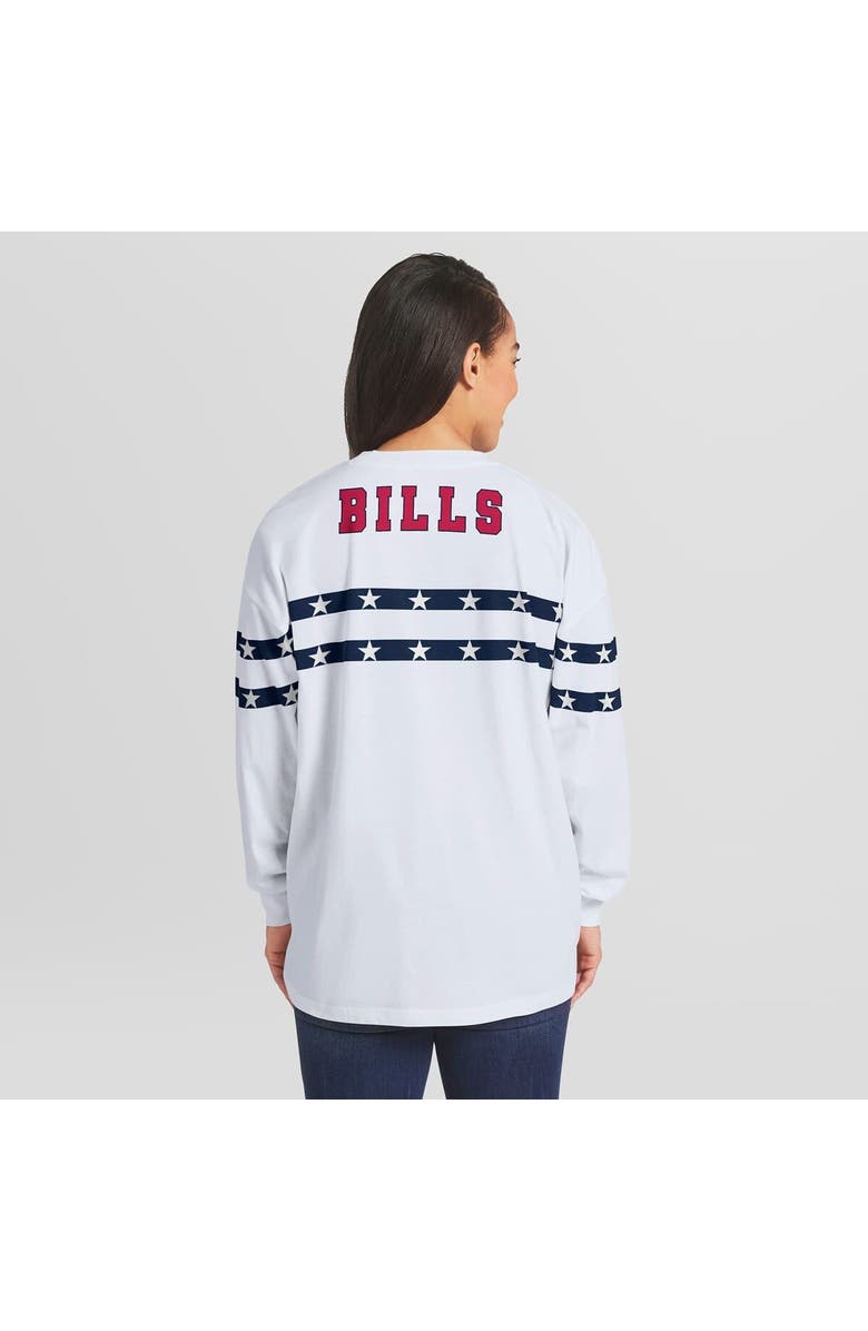 WEAR by Erin Andrews Women's WEAR by Erin Andrews White Buffalo Bills Americana Stripe Long Sleeve T-Shirt, Alternate, color, White