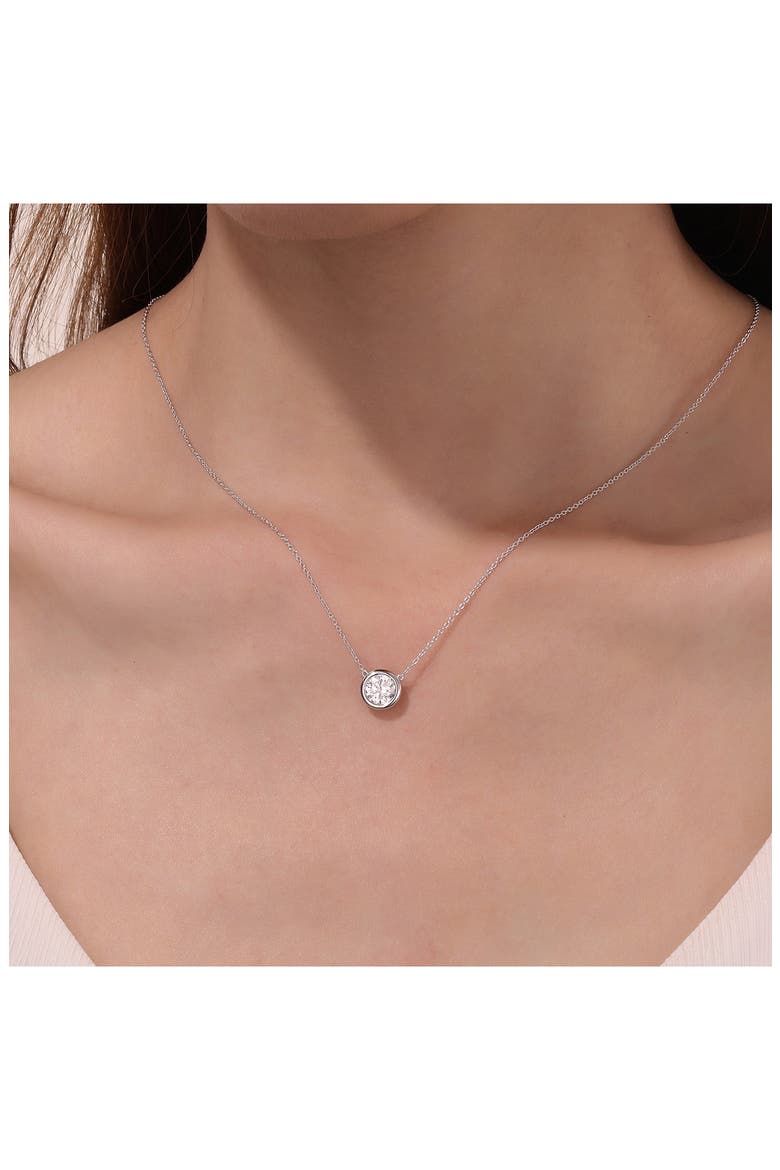 Simulated Diamond Solitaire Pendant Necklace, Alternate, color, WHITE