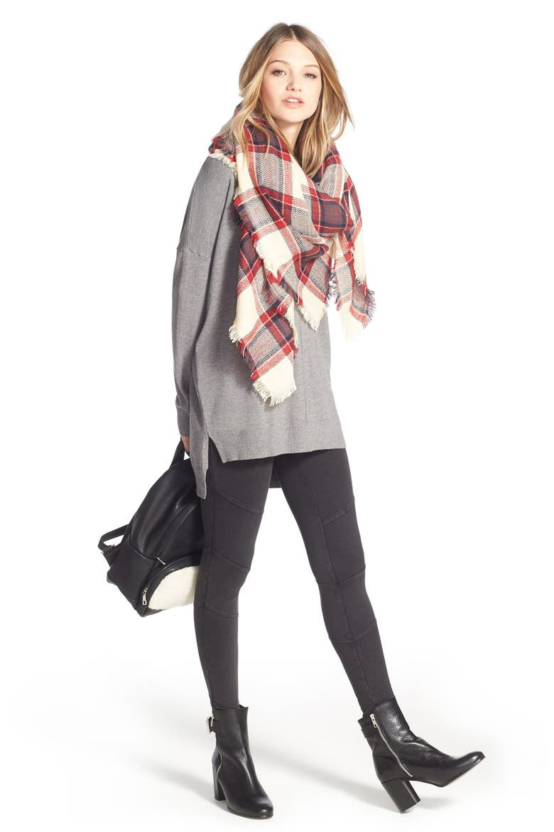Plaid Square Scarf, Alternate, color, BLUE MULTI
