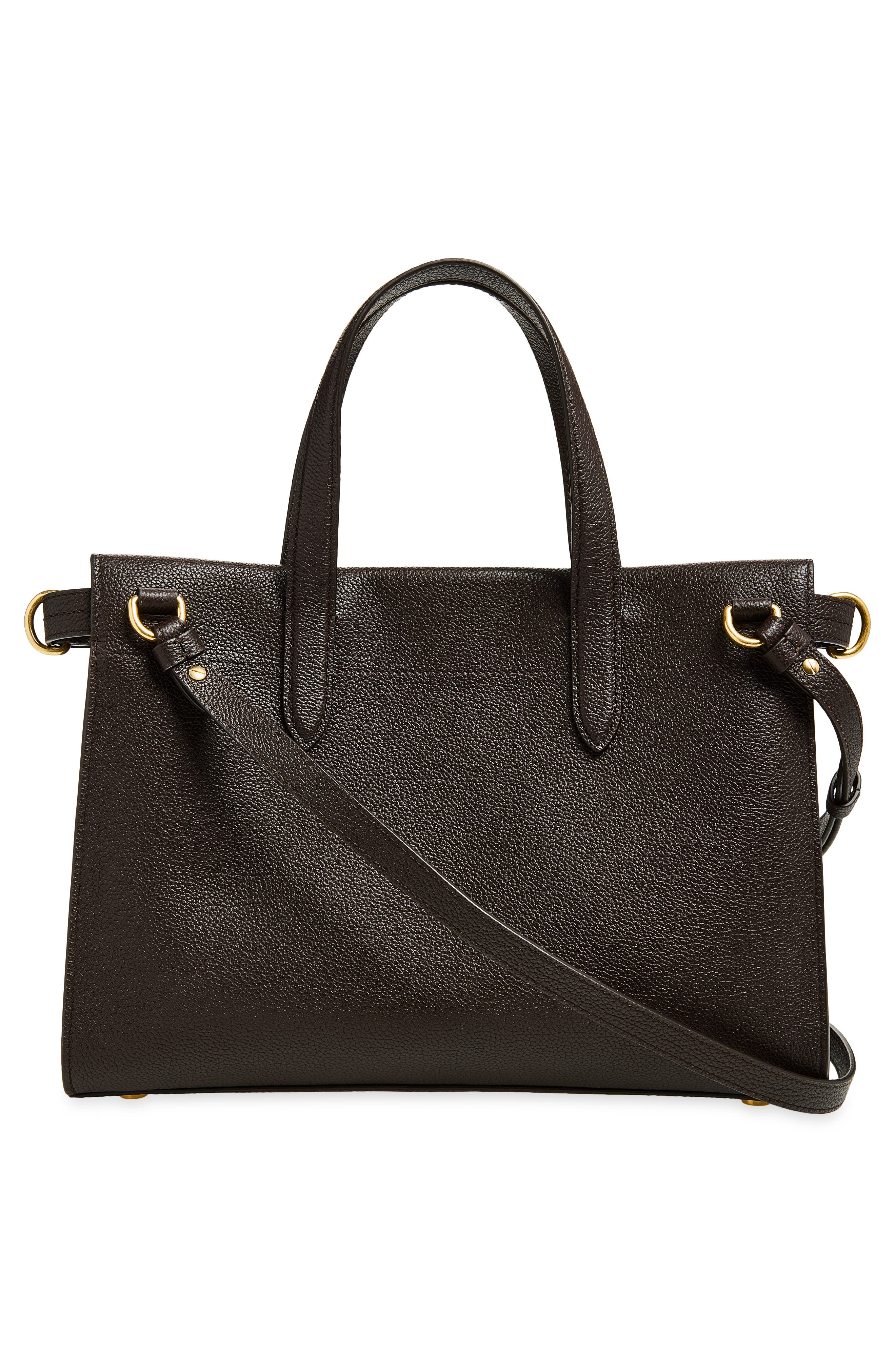 Small Cotswolds Check Canvas & Leather Tote, Alternate, color, CHOCOLATE BROWN