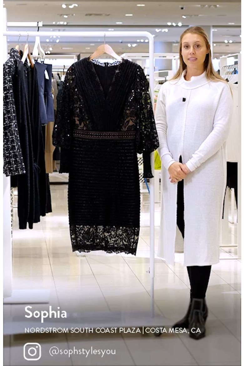 Pleated Sequin Lace Long Sleeve Chiffon Dress video