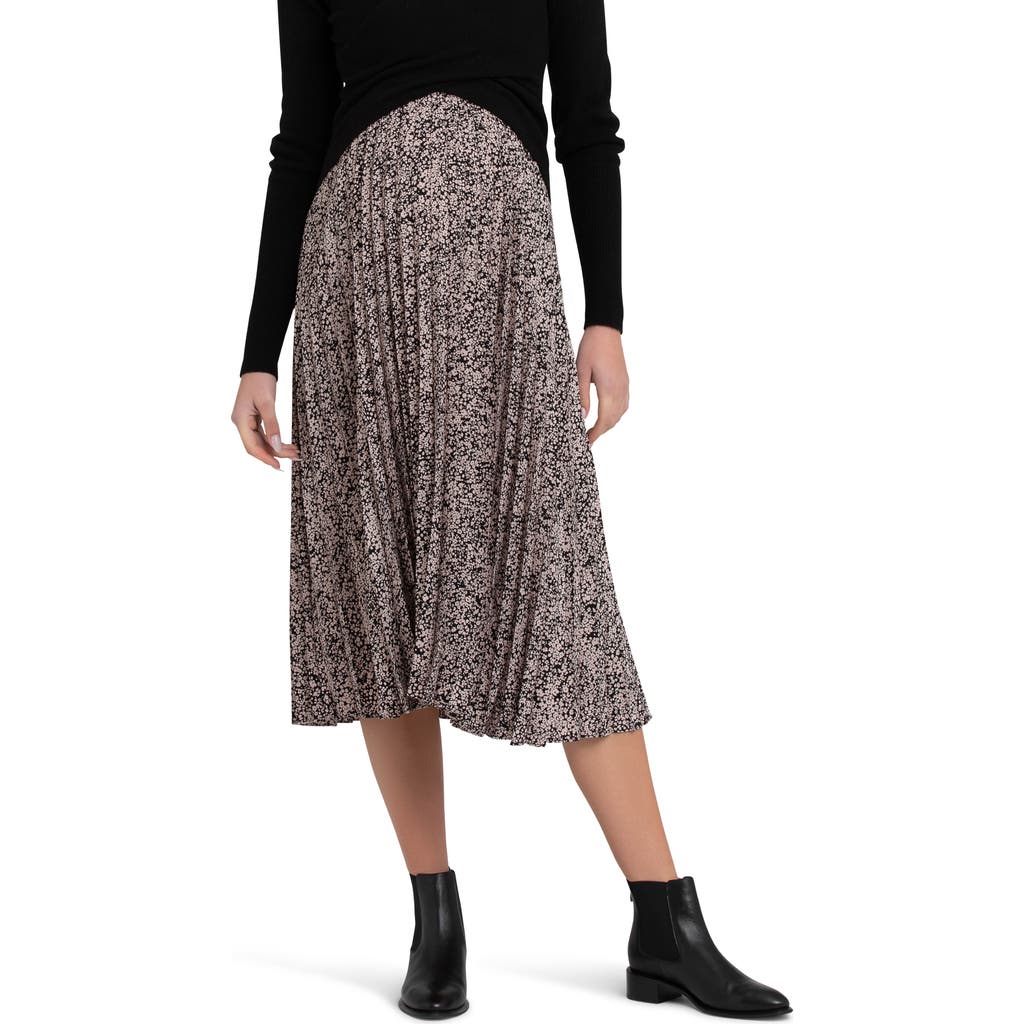 Ripe Maternity Florence Pleated Midi Maternity Skirt In Gray