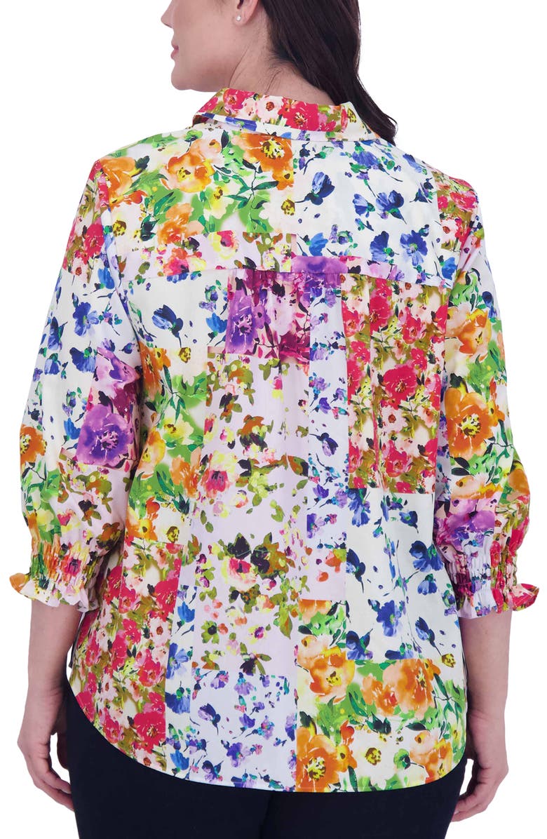 Foxcroft Olivia Floral Ruffle Sleeve Button-Up Shirt, Alternate, color, 