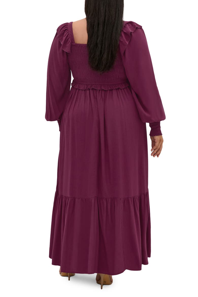 Saddie Long Sleeve Maxi Dress, Alternate, color, BORDEAUX