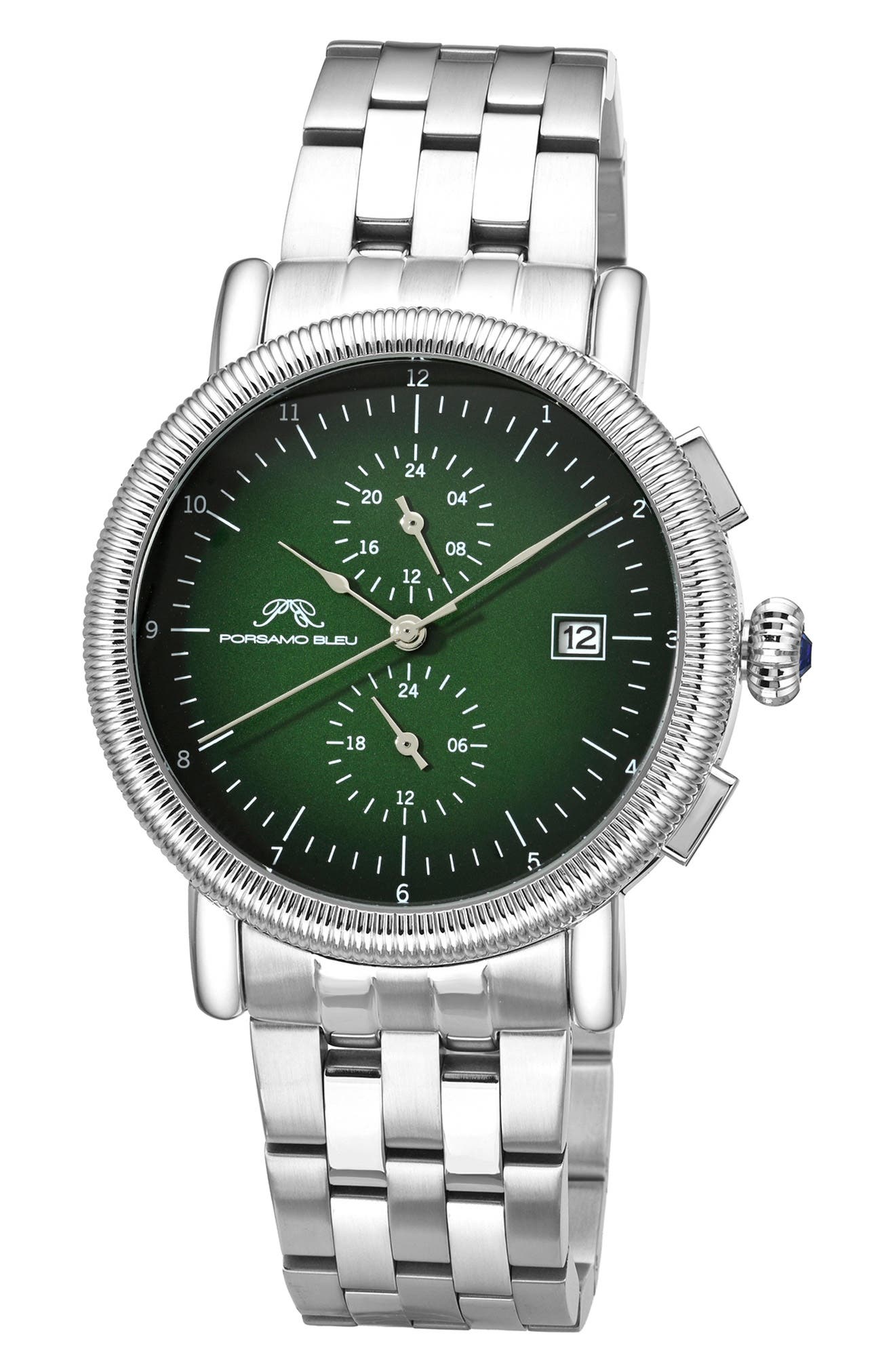 Porsamo Bleu Valor Bracelet Strap Chronograph Watch, 44mm In Silver Green