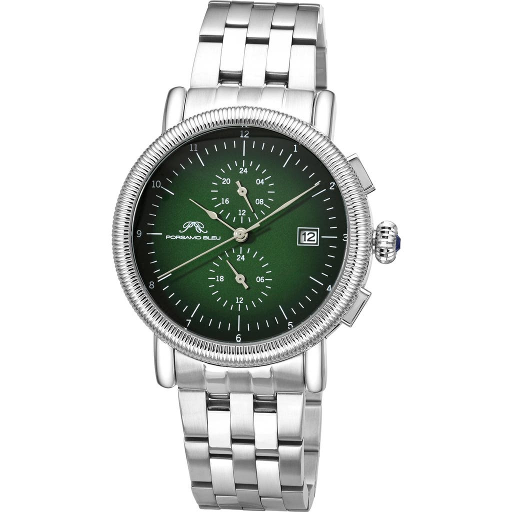 Porsamo Bleu Valor Bracelet Strap Chronograph Watch, 44mm In Silver Green