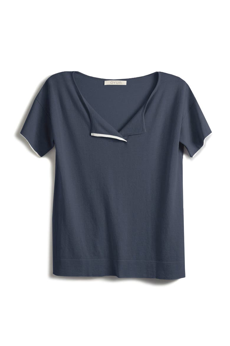 Split Neck Tee, Alternate, color, Cadet