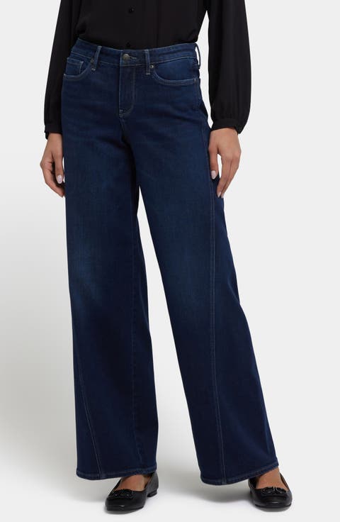Teresa Contoured Seam Wide Leg Jeans (Romantic Indigo) (Regular & Petite)
