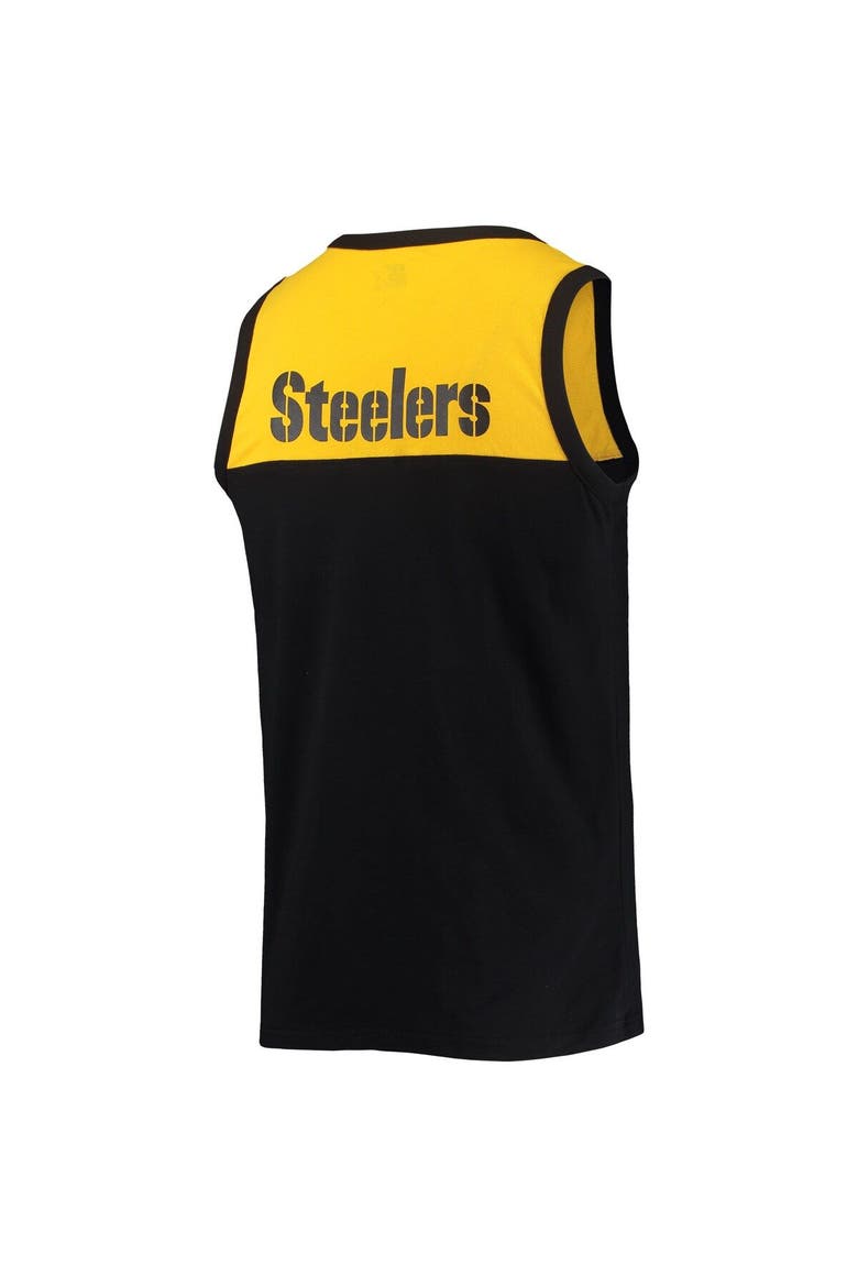 Men's Starter Black/Gold Pittsburgh Steelers Team Touchdown Fashion Tank Top, Alternate, color, Black