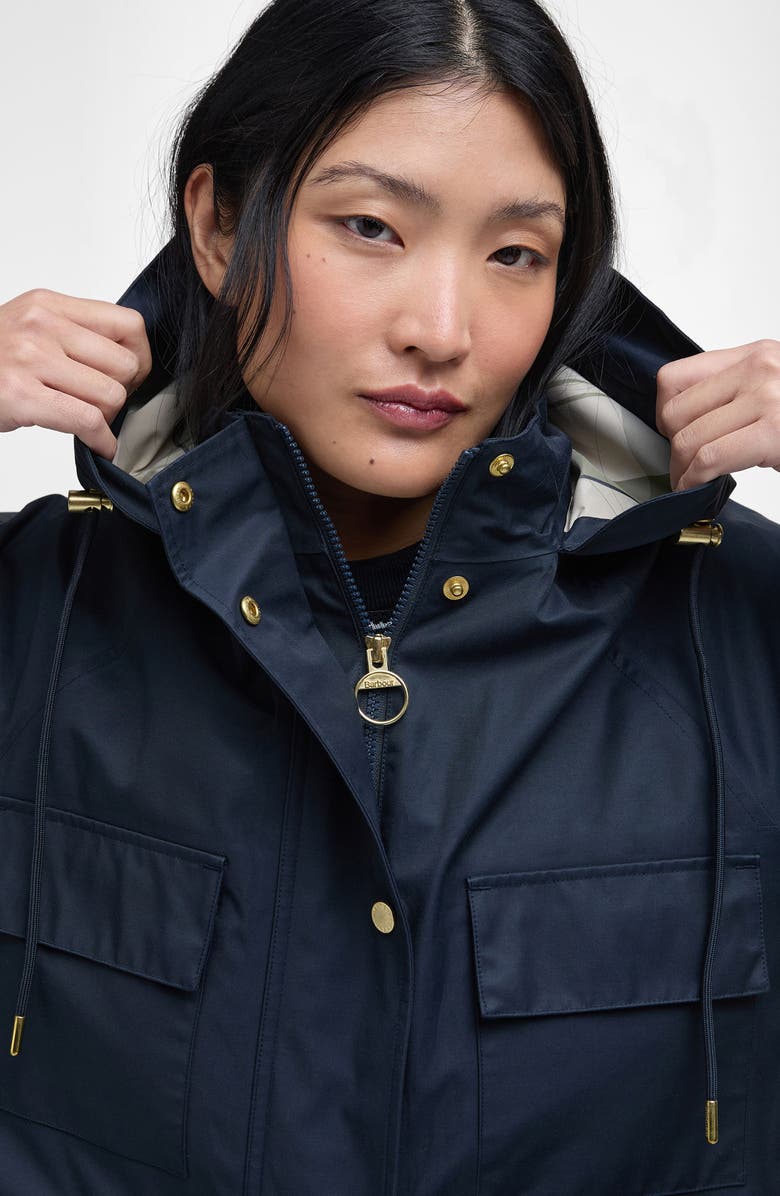 Barbour Khai Waterproof Hooded Raincoat, Alternate, color, Dark Navy/Rosemary Tartan