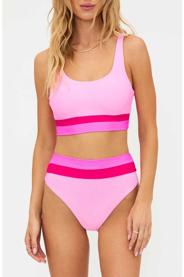 Heidi Stripe Bikini Bottoms, Alternate, color, PEAK PINK COLORBLOCK