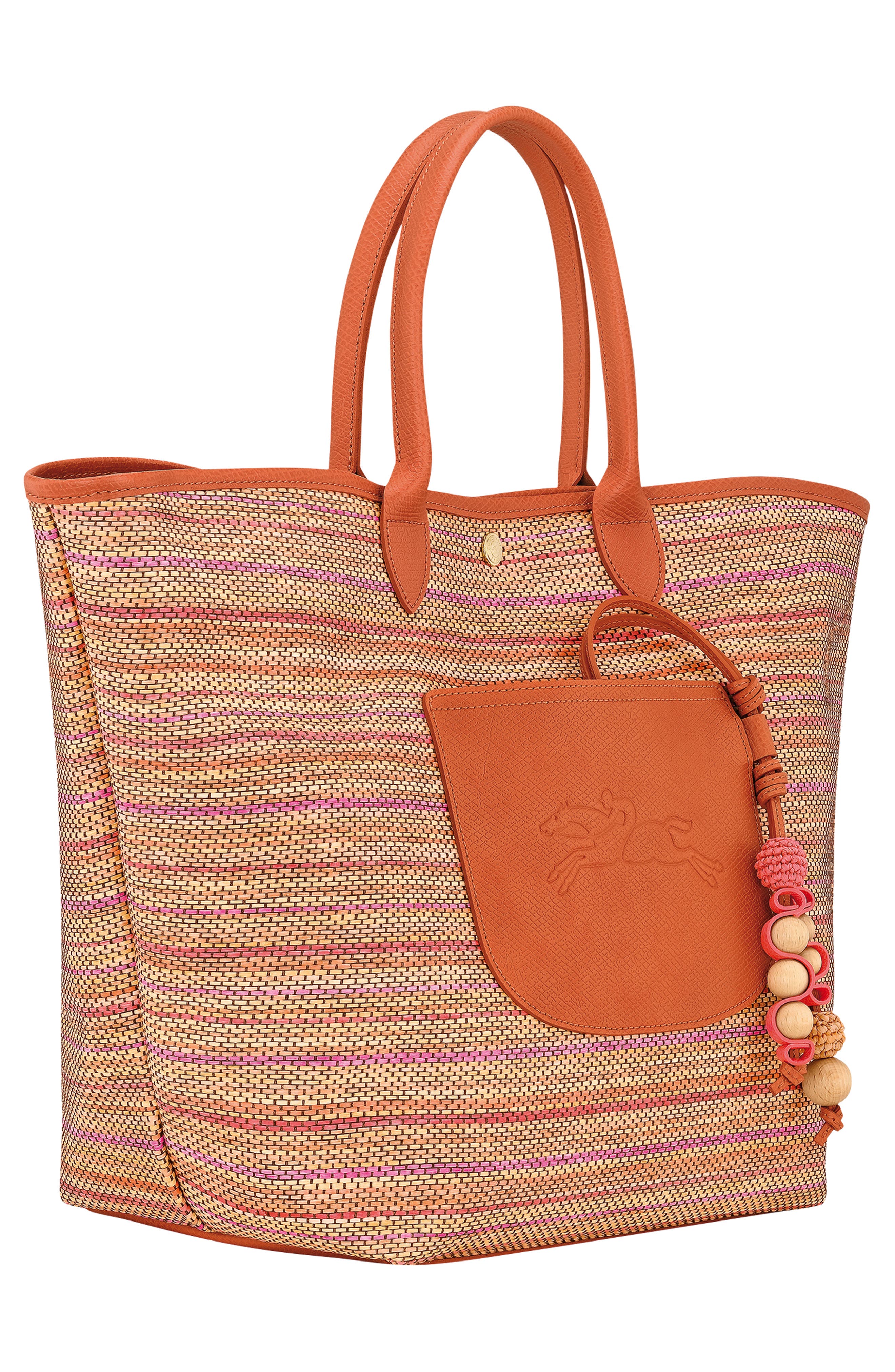 Longchamp Large Le Pliage Panier Rainbow Raffia Tote, Alternate, color, Rainbow