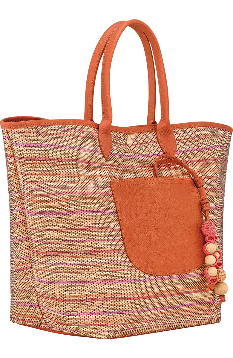 Longchamp Large Le Pliage Panier Rainbow Raffia Tote, Alternate, color, Rainbow