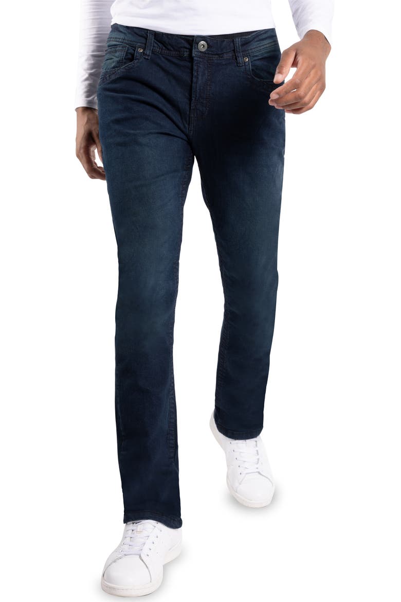 Saddle Stitch Modern Fit Denim Jeans, Alternate, color, BLUE BLACK