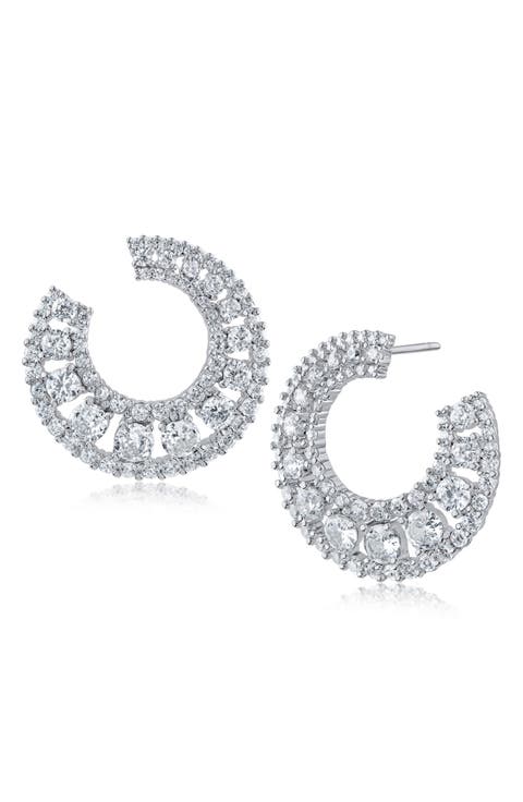 Luxe Round Cubic Zirconia Hoop Earrings
