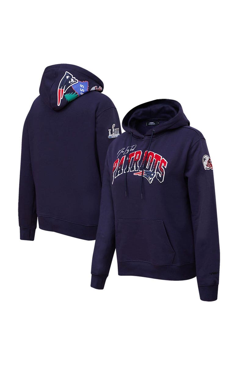 PRO STANDARD Women's Pro Standard Navy New England Patriots Local Patch Pullover Hoodie, Main, color,