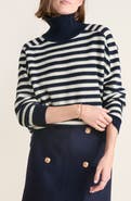 vineyard vines Stripe Rib Tall Mock Neck Cashmere Sweater