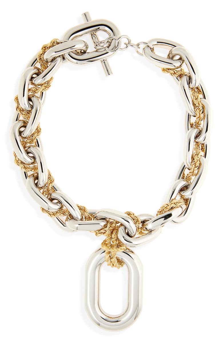 Rabanne XL Link Pendant Necklace, Main, color, Silver / Gold