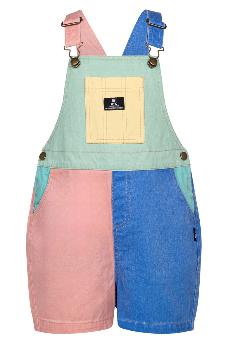 Kids' Atlas Colorblocked Denim Overalls, Main, color, SPLICE