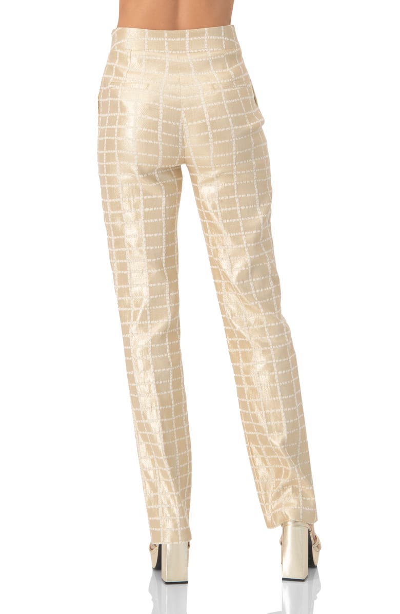 IVONNE High-Waisted Metallic Check Pants, Alternate, color, Gold