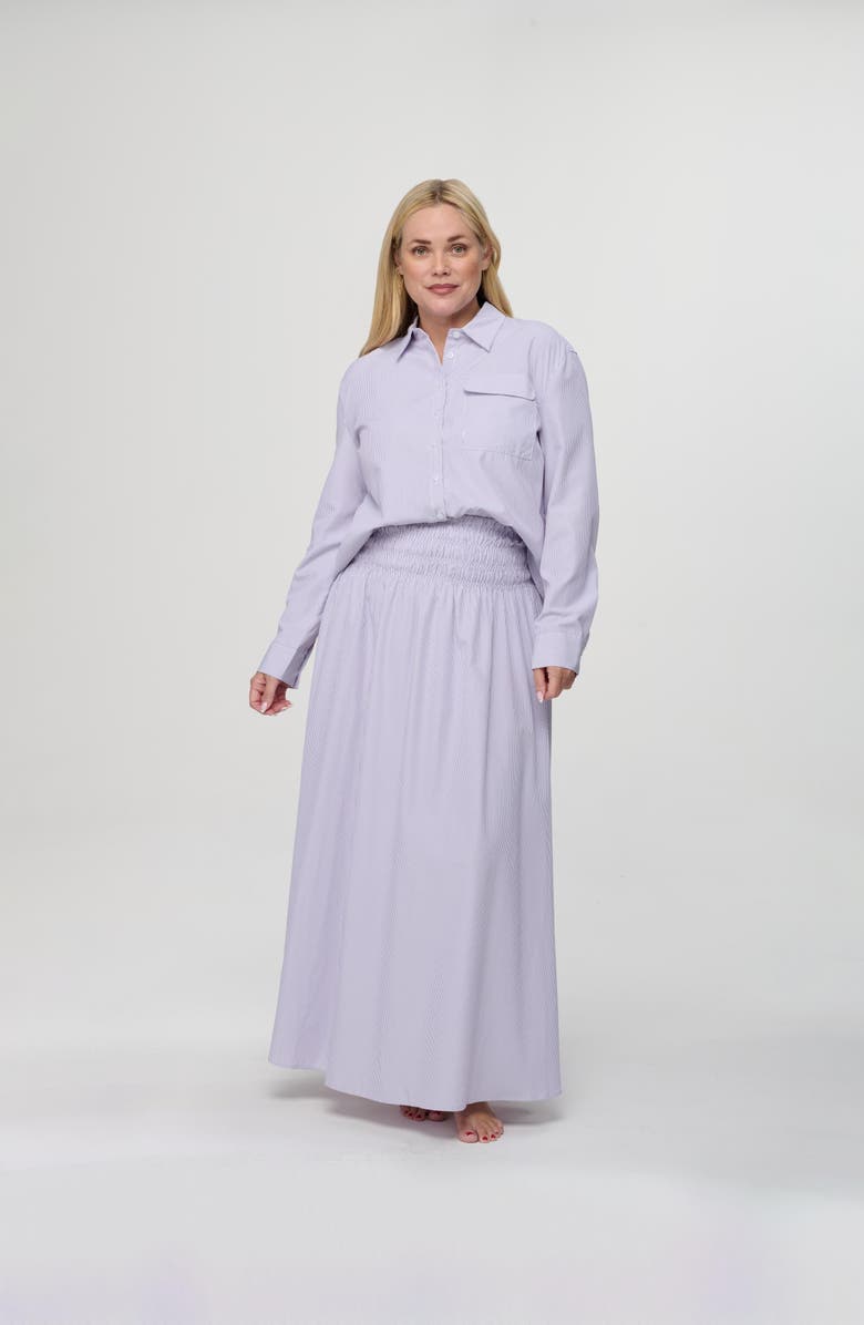 By Tess Collection Nessa Skirt, Alternate, color, Lavender Pinstripe