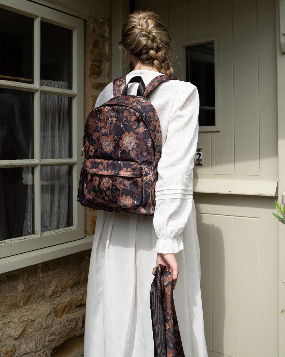 Fable England Deco Blooms Large Black Backpack, Alternate, color, Black