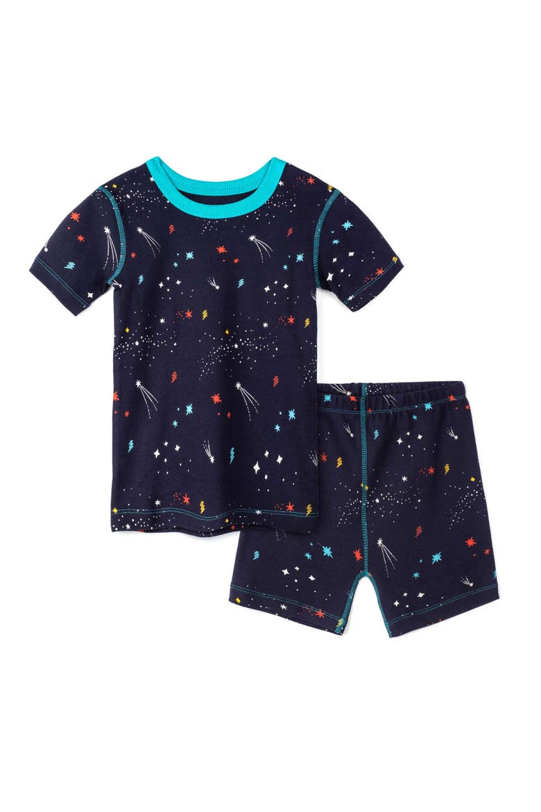 100% Organic Cotton Print Shortie Snug Fit Kids Pajamas, Main, color, Galaxy