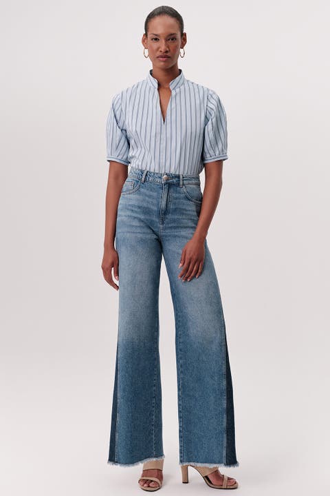 Savanah High Waist Wide Leg Denim Trousers