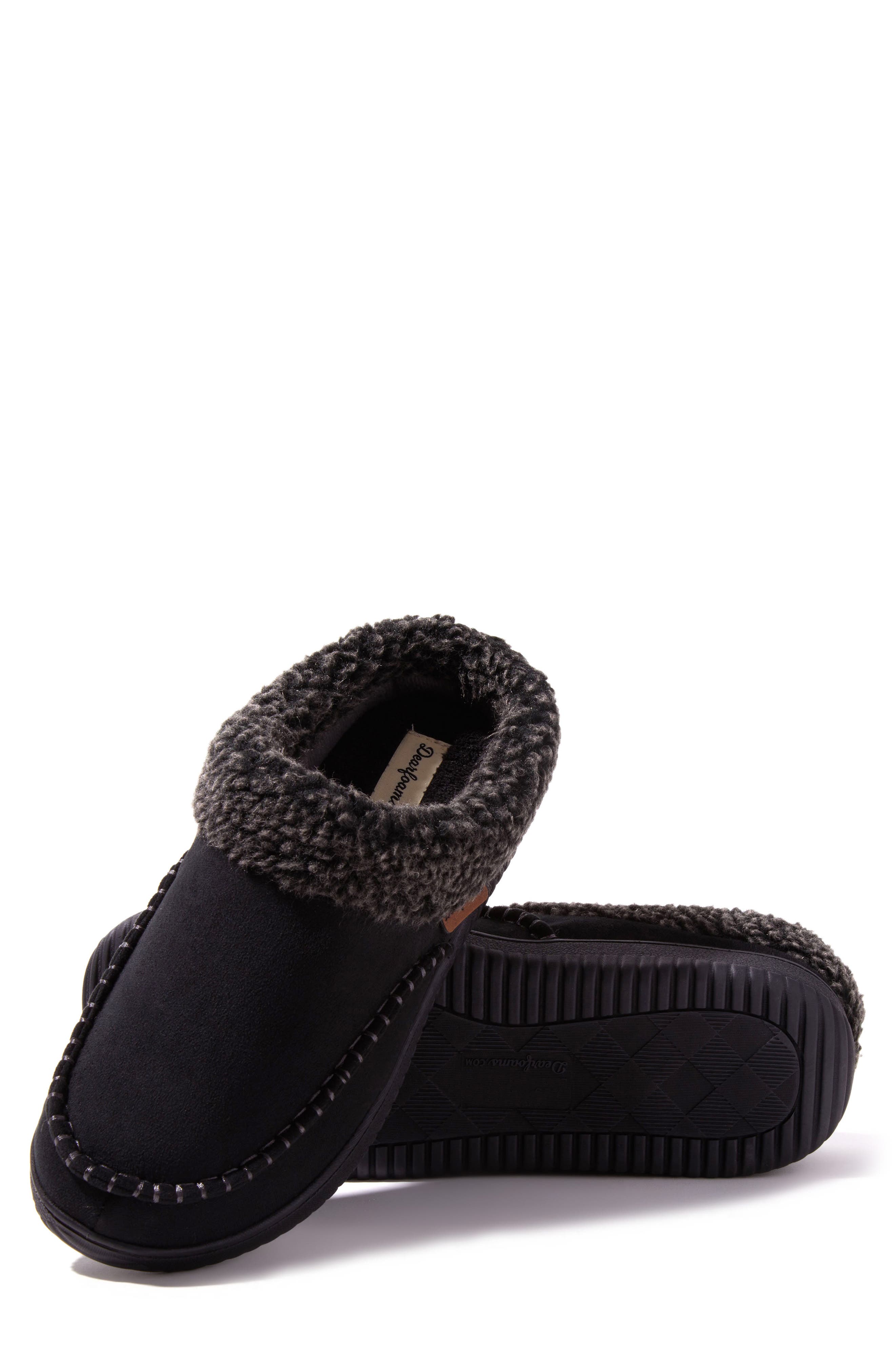 Marshall Microsuede Moccasin Toe Clog Slipper, Alternate, color, BLACK