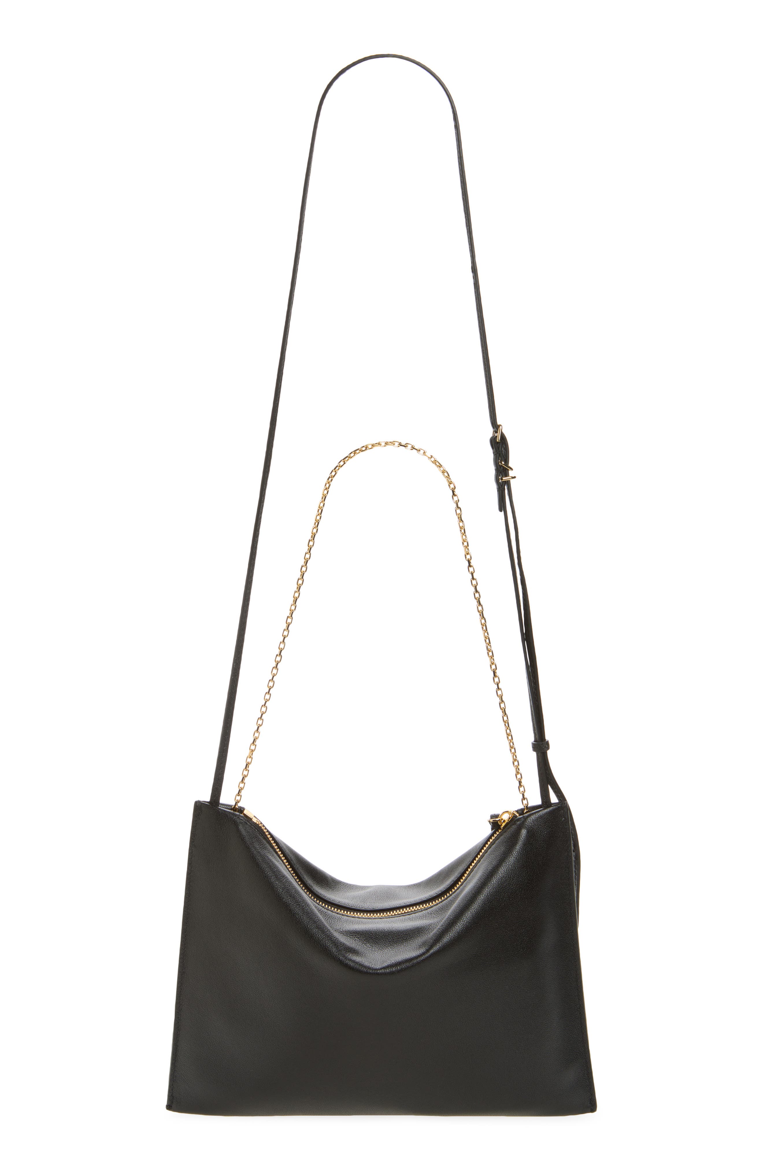 Voyou Pochette Leather Shoulder Bag, Alternate, color, BLACK