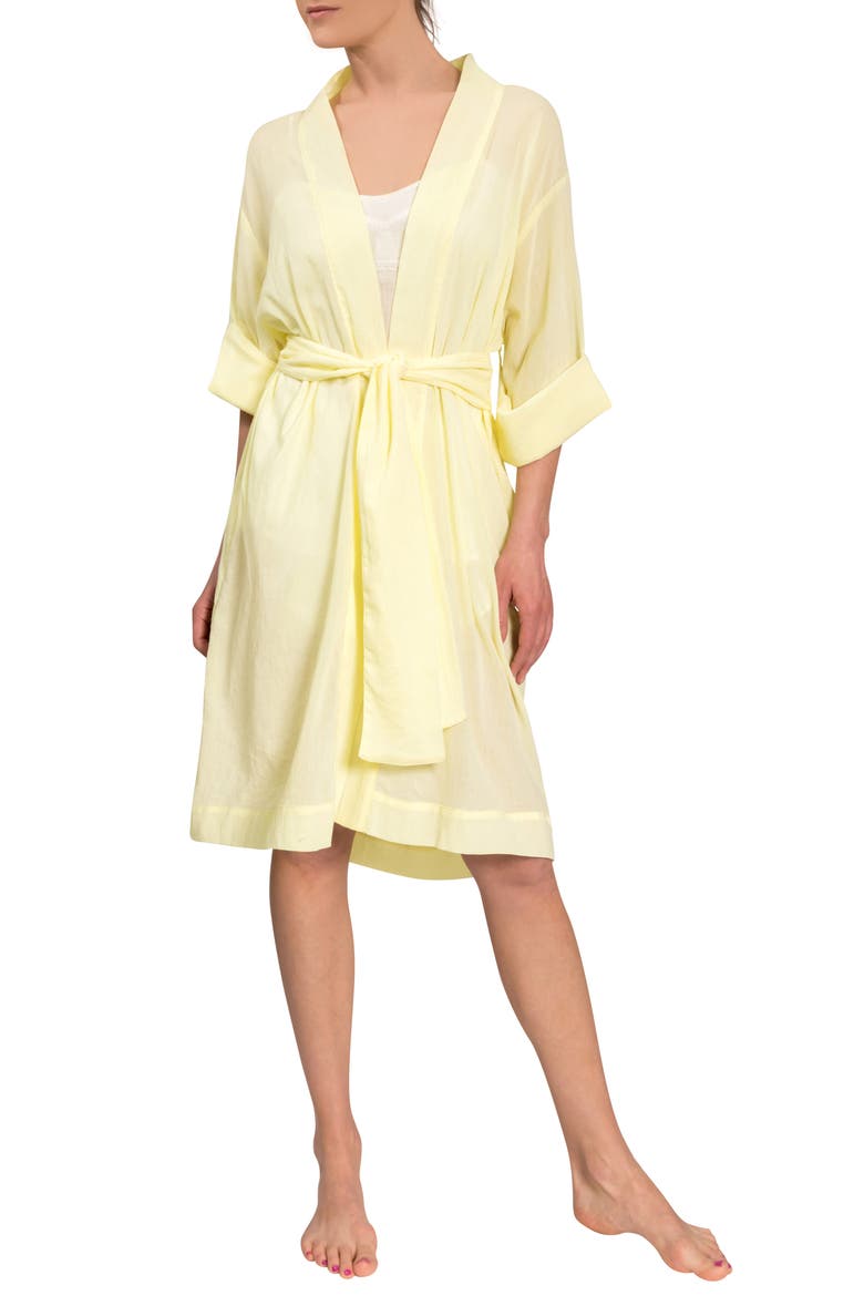 Short Tie Waist Robe, Main, color, LIMONCELLO