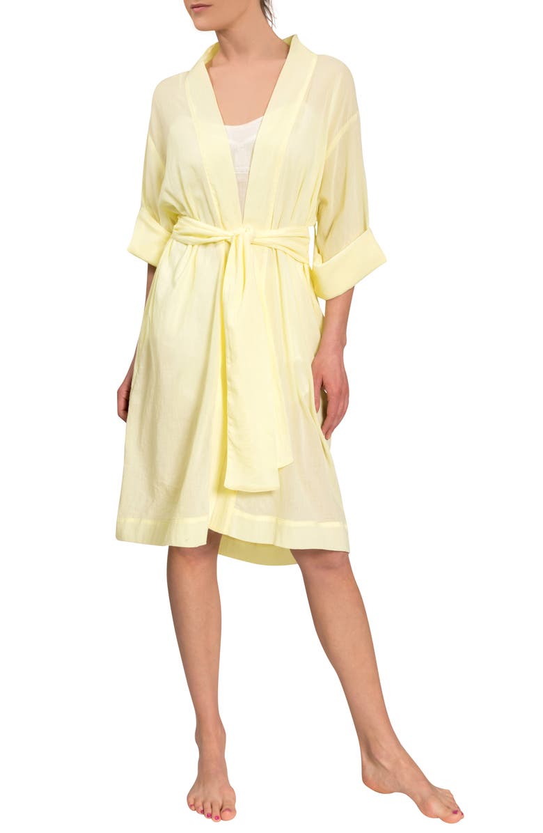 Everyday Ritual Short Tie Waist Robe, Main, color, Limoncello