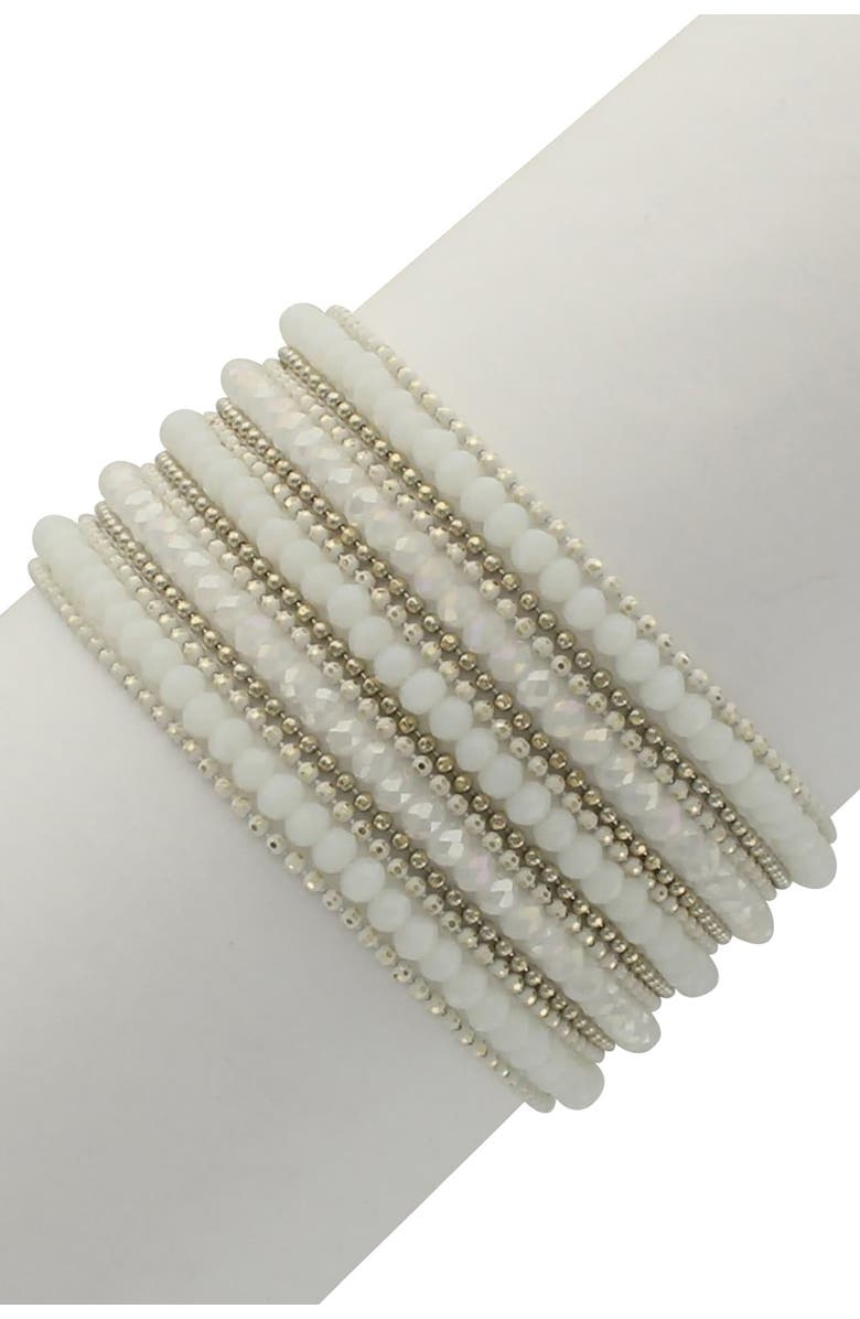 OLIVIA WELLES Shannon Beaded White Crystal & Resin Multi Strand Bracelet, Main, color, 
