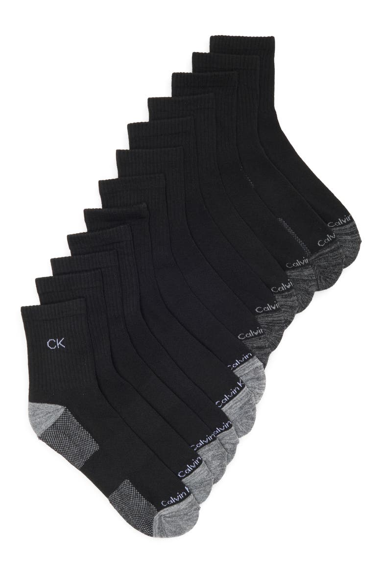 6-Pack Cushion High Quarter Socks, Main, color, BLACK
