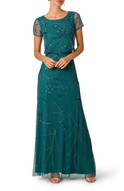 Beaded Blouson Gown
