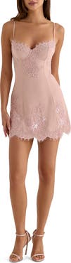 HOUSE OF CB Soraya Embellished Lace Georgette Minidress