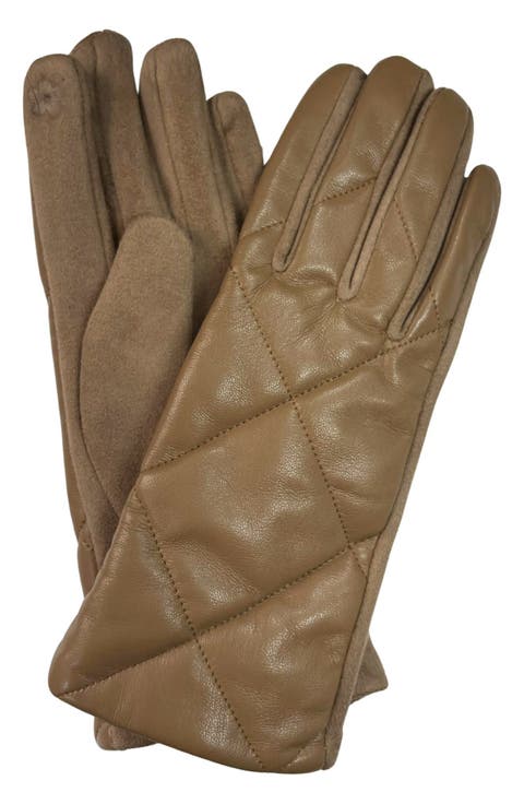 Tech Cross Stitch Faux Leather Gloves