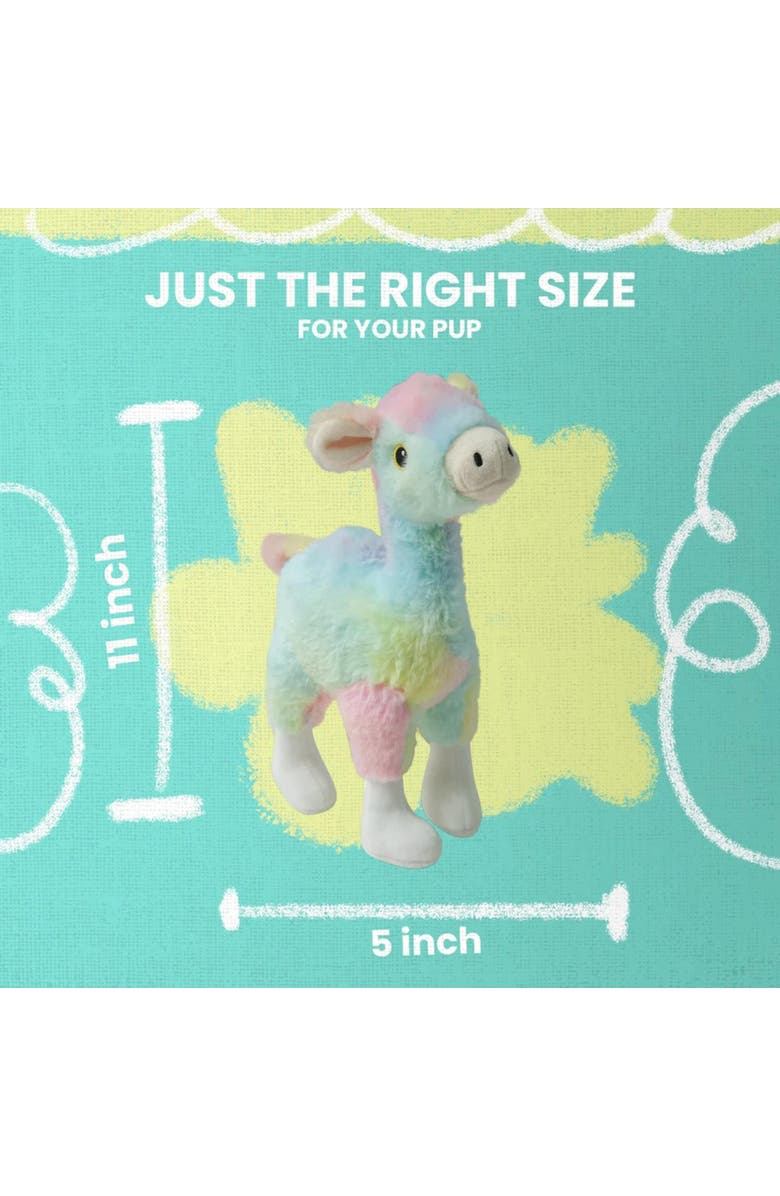 SnugArooz Ally the Alpaca, Tie Dye Rainbow Plush Dog Toy, Squeaks, Crinkles, Alternate, color, Multicolored