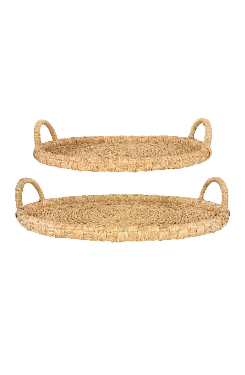 Storied Home Decorative Handwoven Oval Seagrass 
Rattan Trays with Handles, Main, color, Natural