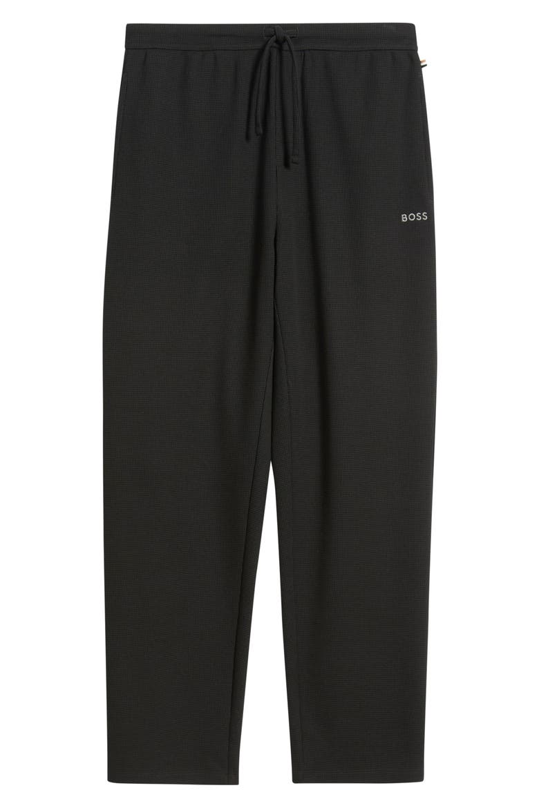 Waffle Knit Cotton Blend Pants, Main, color, BLACK