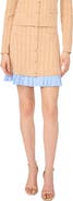 CeCe Pleated Hem Cable Knit Miniskirt