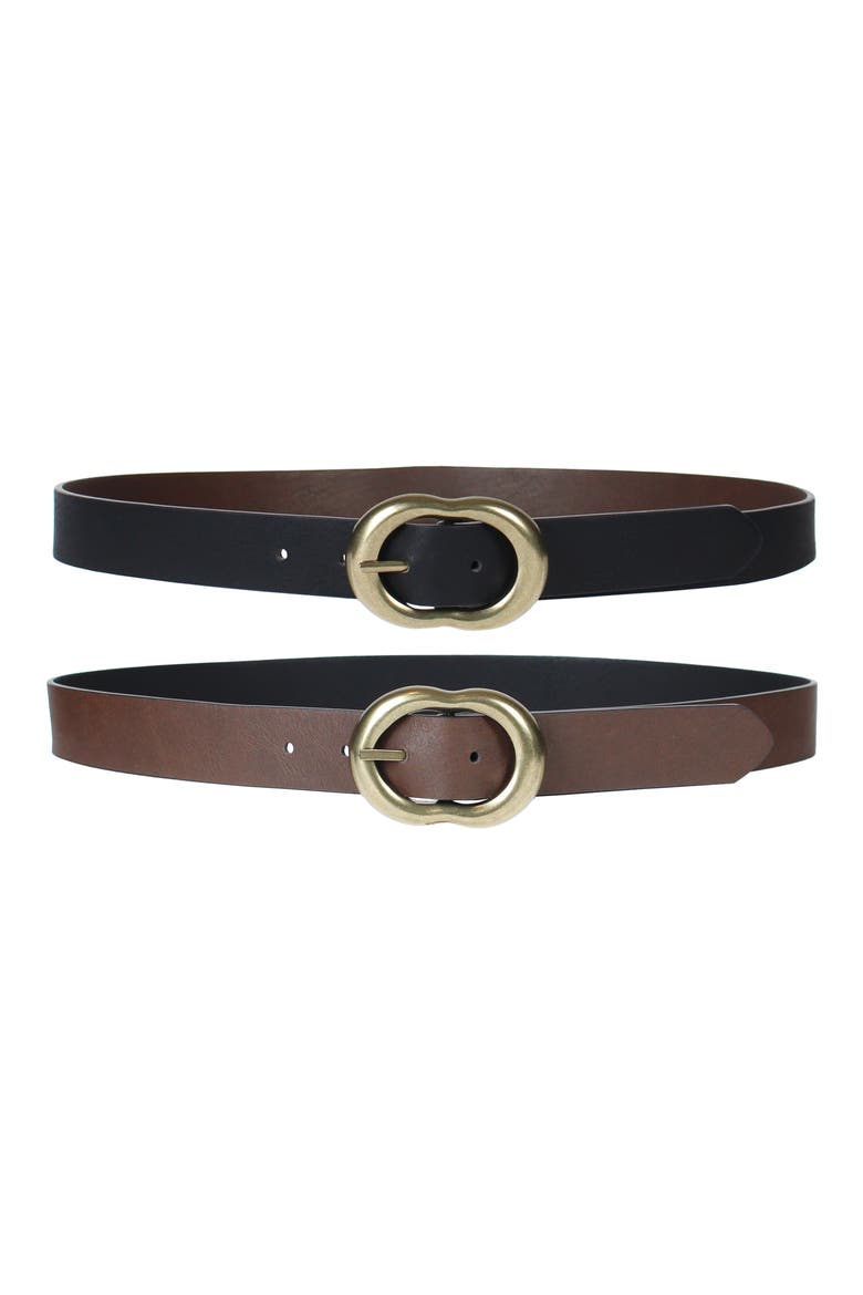Dome C-Bar Buckle Reversible Belt, Main, color, BLACK/ BROWN