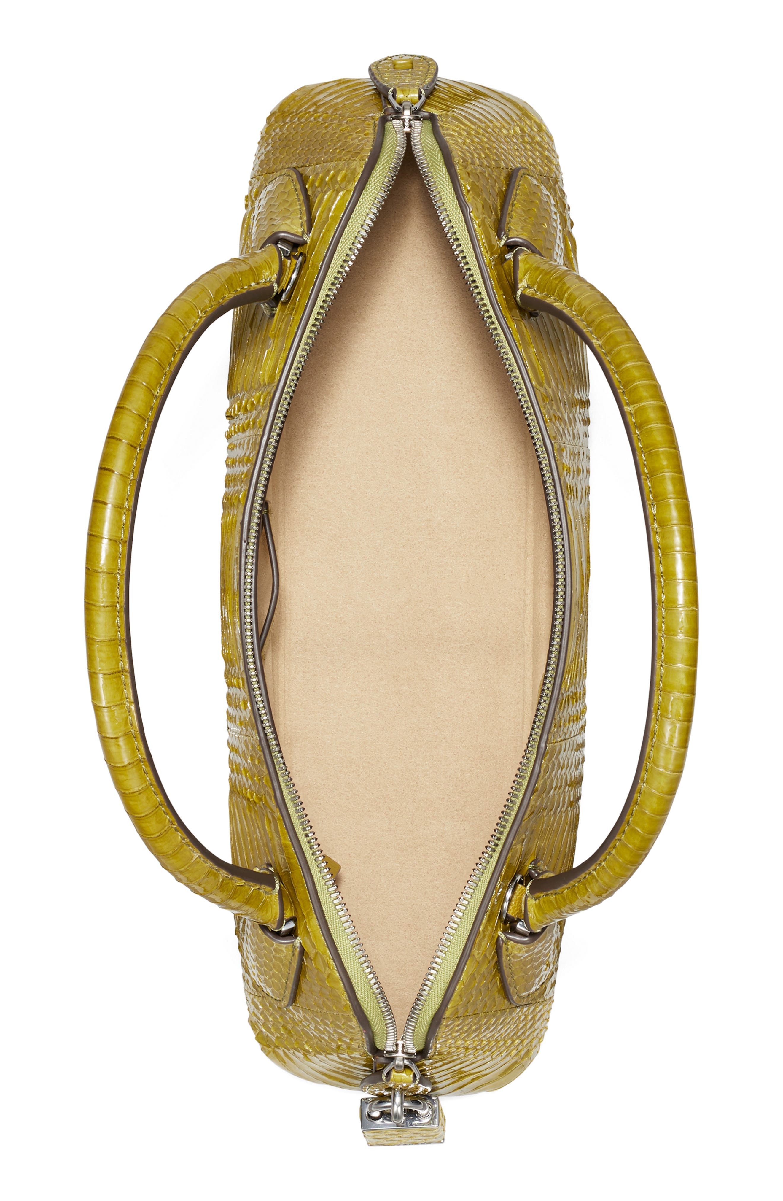 Lock Snake Top Handle Leather Bag, Alternate, color, MOSS