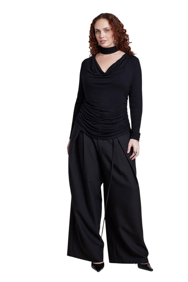 Cowl Neck Scarf Top, Alternate, color, BLACK ONYX