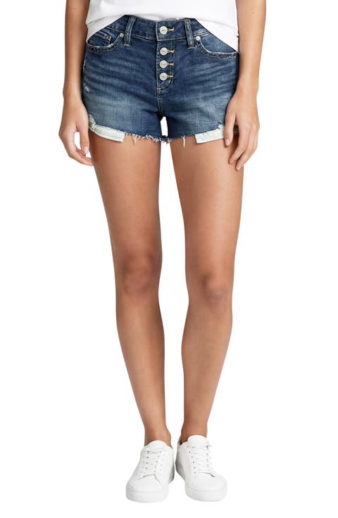 Mid Rise Denim Cutoff Boyfriend Shorts (Cayo Costa)